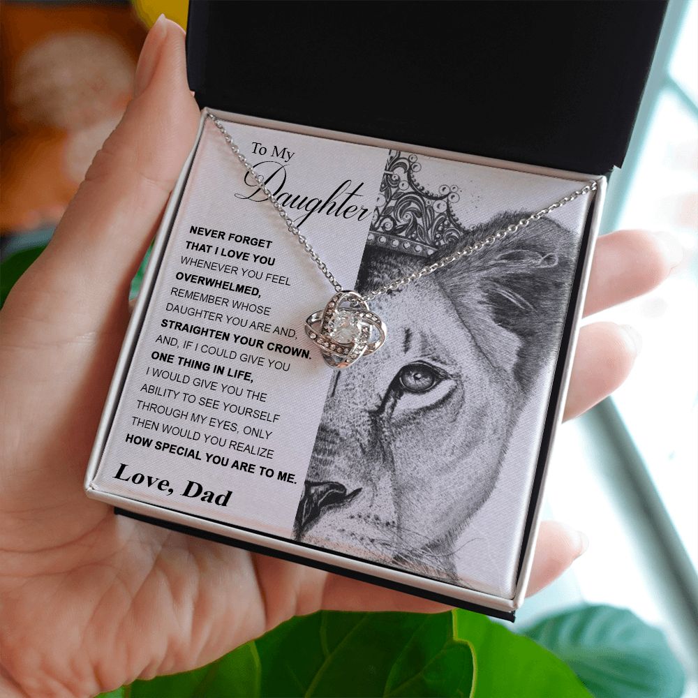 To My Daughter Gift From Dad | Never Forget That I Love You | Love Knot Necklace.