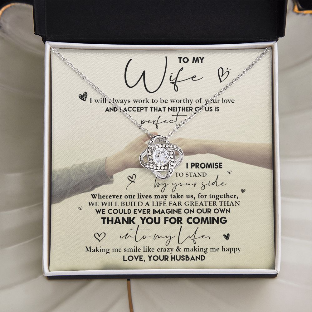 Wife Thank You For Coming, Love Knot Necklace, Romantic Gift For Wife From Husband