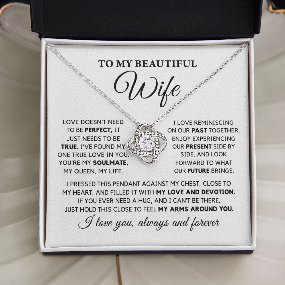 Wife My Love And Devotion, Love Knot Necklace, Romantic Gift For Your Wife, Valentine's Day Gift Idea
