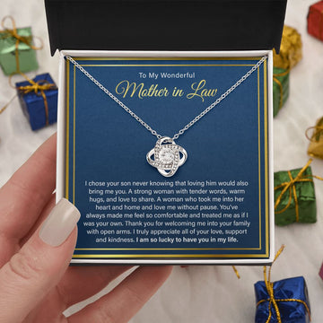 To My Wonderful Mother in Law - So Lucky To Have You In My Life, Love Knot Necklace