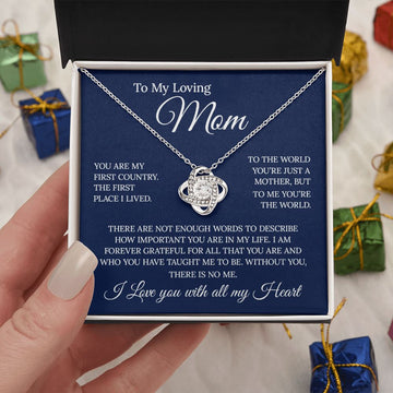 To My Loving Mom - You Are The World, Love Knot Necklace