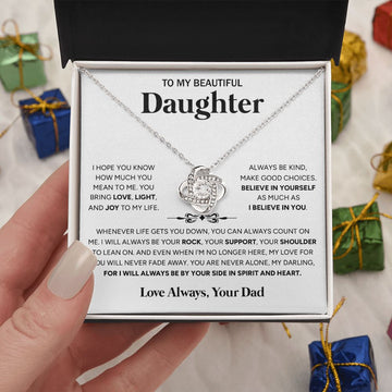 To My Beautiful Daughter - I Will Always Be By Your Side, Love Knot Necklace