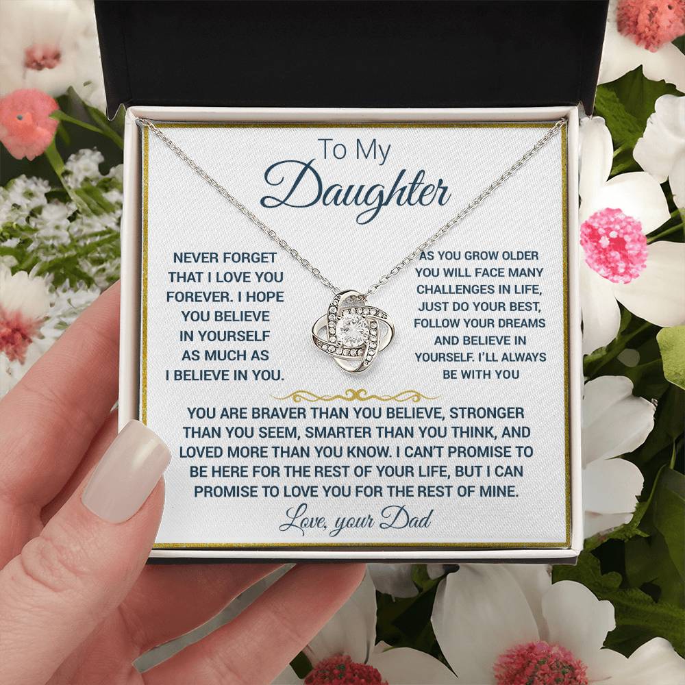 To My Daughter | Believe In Yourself | Meaningful Gift From Dad | Love Knot Necklace