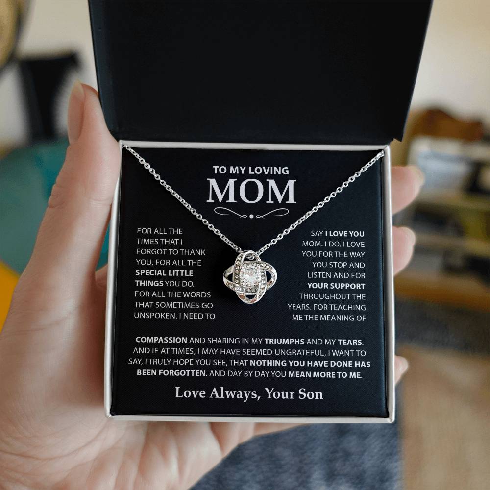 Mom Gift "Special Little Things" Knot Necklace From Son