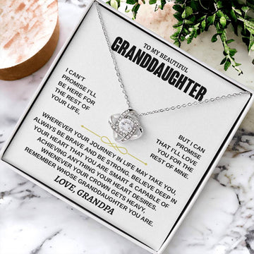 Granddaughter Be Brave And Be Strong, Love Knot Necklace, Christmas Gift Idea For Granddaughter