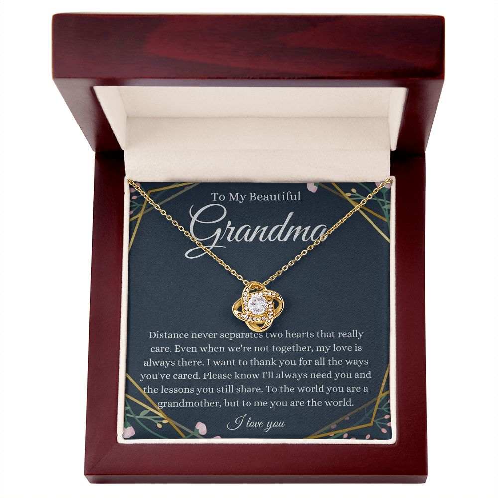 To My Grandma I You Are The World I Love Knot Necklace