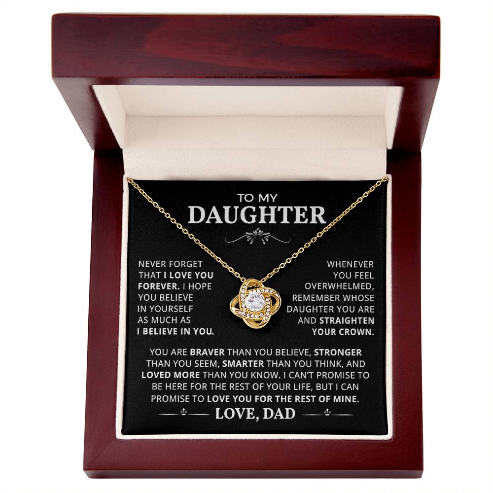 To My Daughter I Braver Than You Believe I Love Knot Necklace