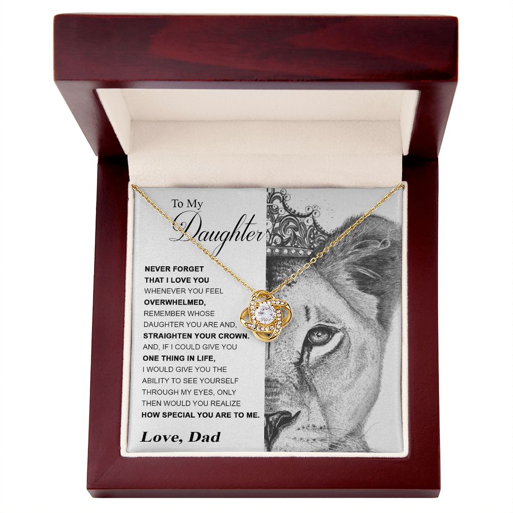 To My Daughter Gift From Dad | Never Forget That I Love You | Love Knot Necklace.