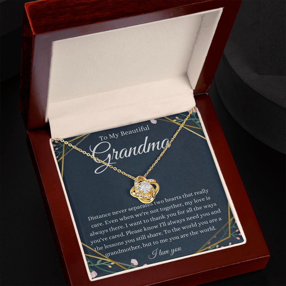 To My Grandma I You Are The World I Love Knot Necklace