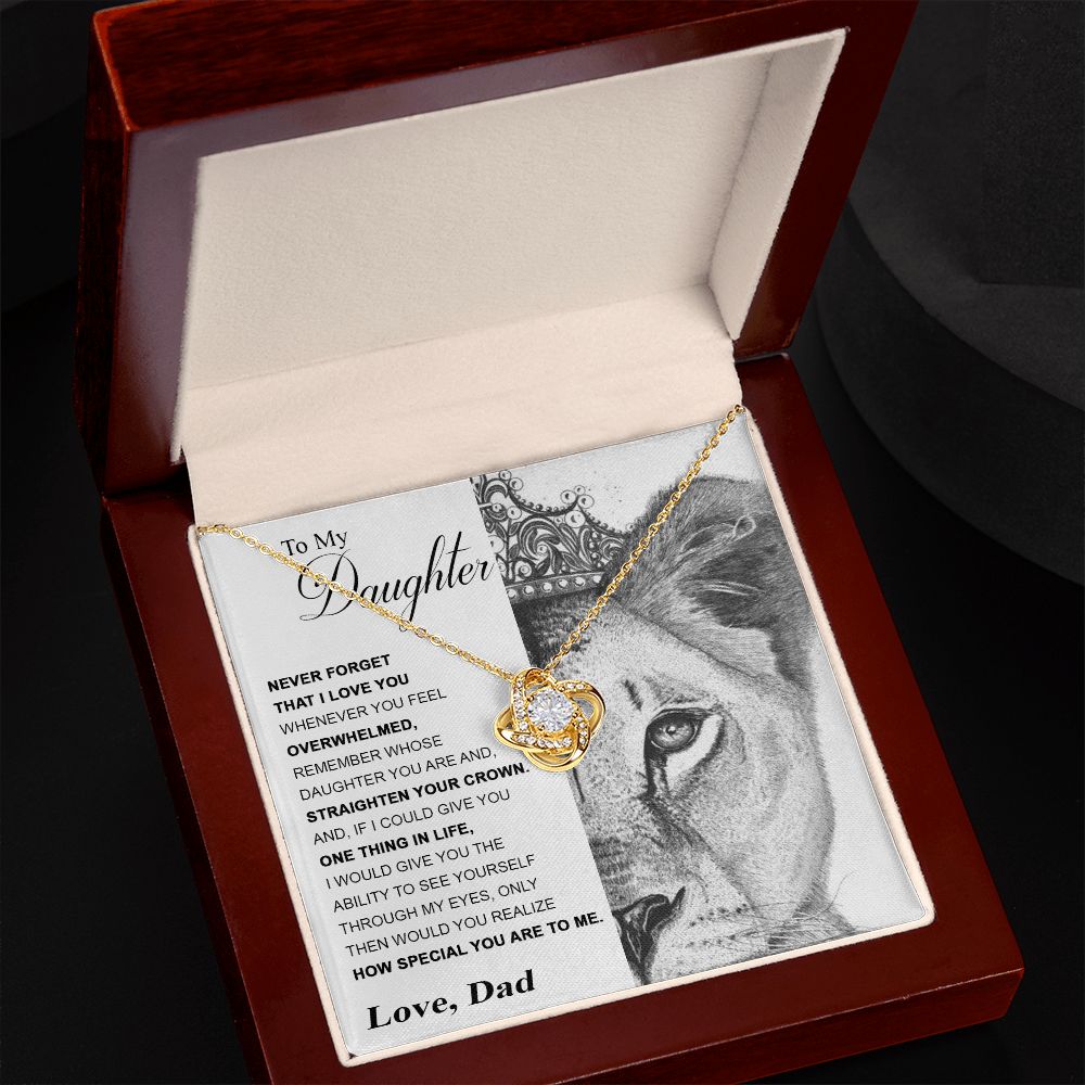 To My Daughter Gift From Dad | Never Forget That I Love You | Love Knot Necklace.