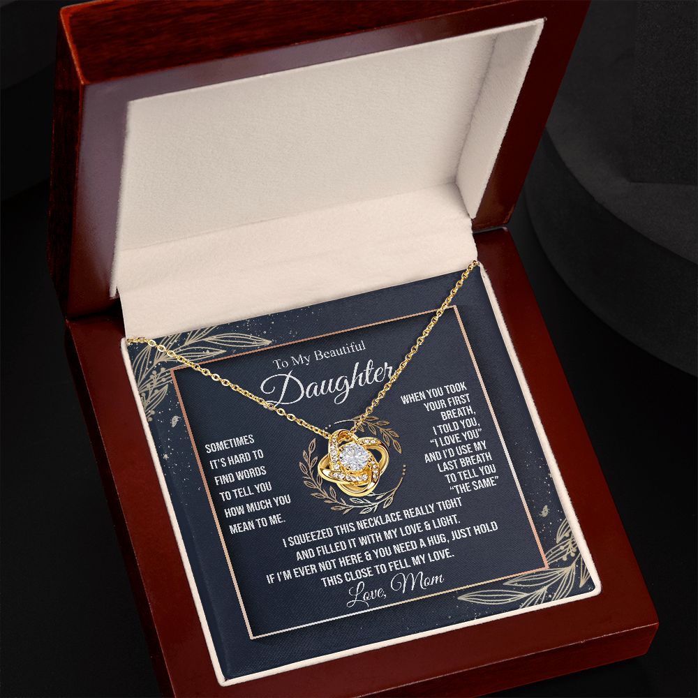 To My Beautiful Daughter | I Love You | Gift For Daughter From Mom | Love Knot Necklace