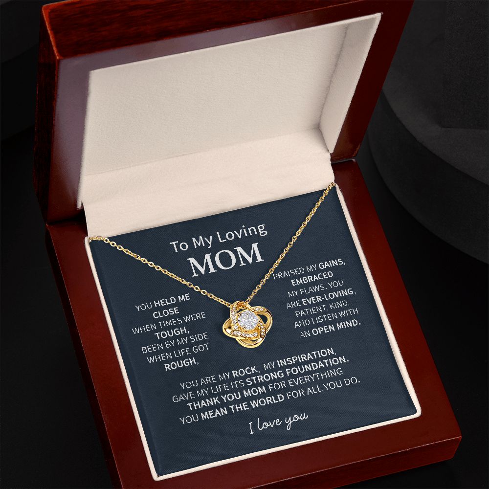 Mom You Are My Rock, Love Knot Necklace, Christmas Gift for Mom
