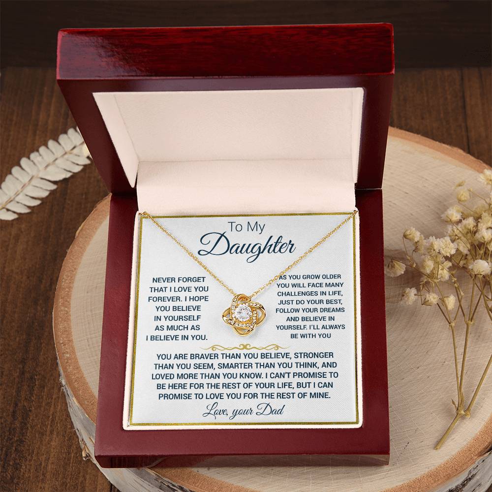 To My Daughter | Believe In Yourself | Meaningful Gift From Dad | Love Knot Necklace