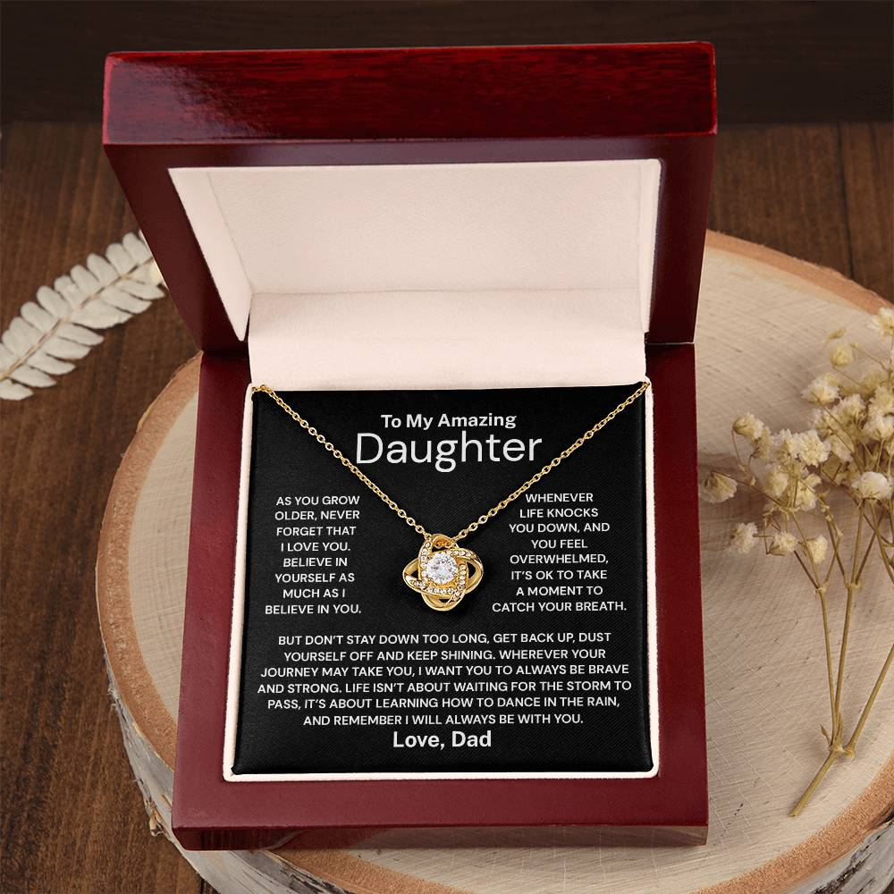 Amazing Daughter Always Be With You, Gift Idea For Daughter From Dad, Love Knot Necklace