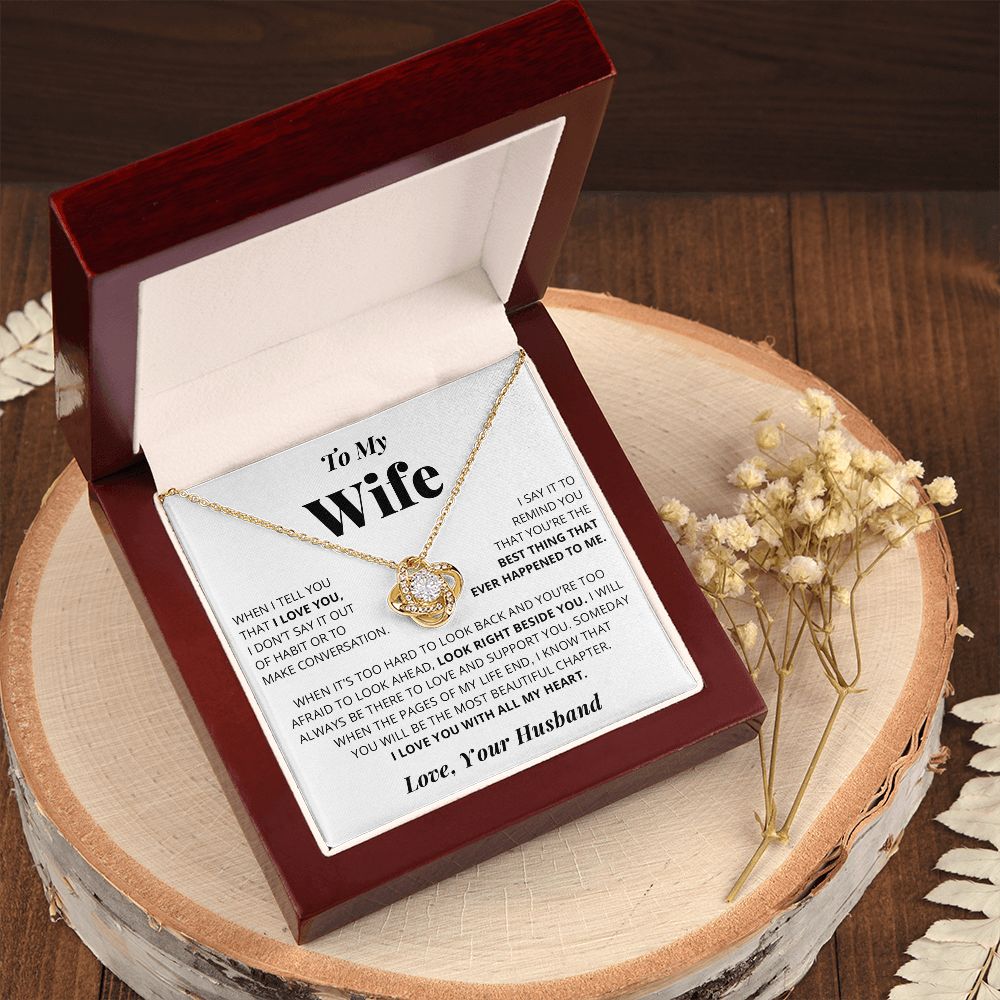 To My Wife | I Love You With All My Heart | Love Knot Necklace