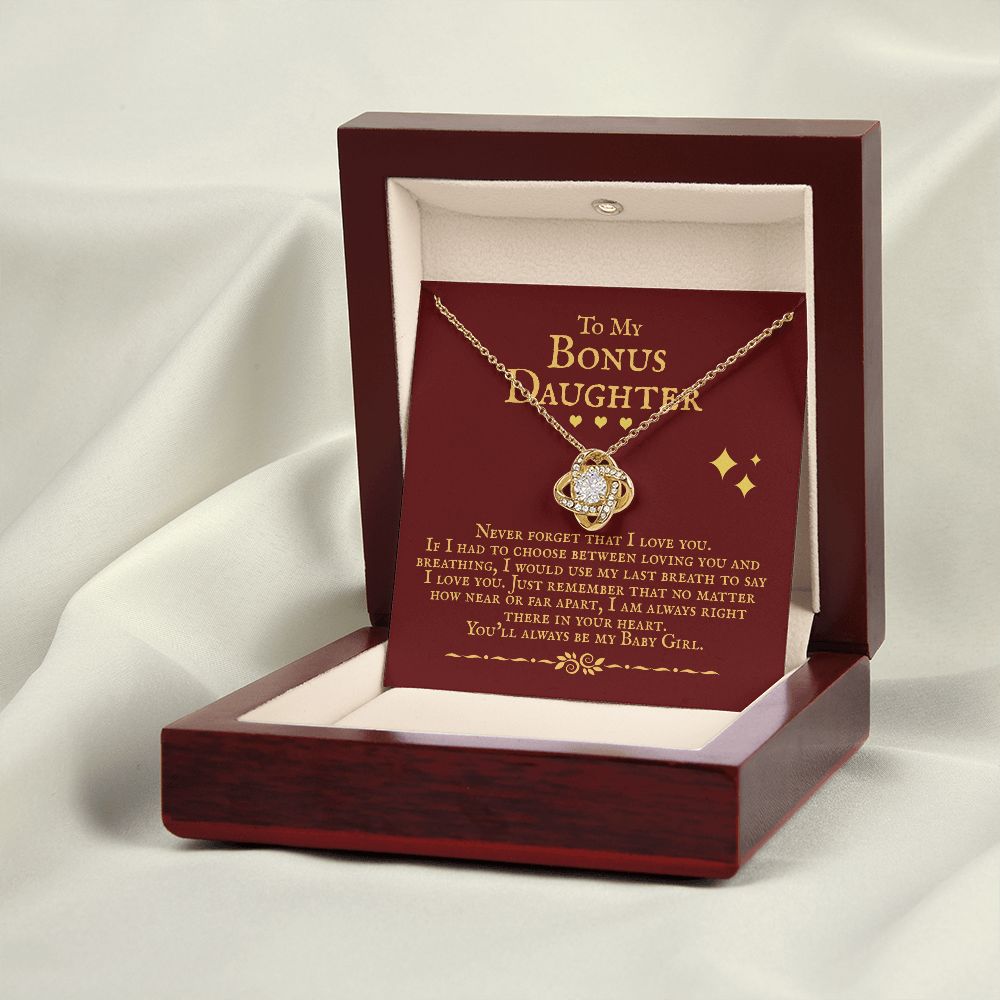 Bonus Daughter My Baby Girl, Love Knot Necklace, Sentimental Gift For Bonus Daughter