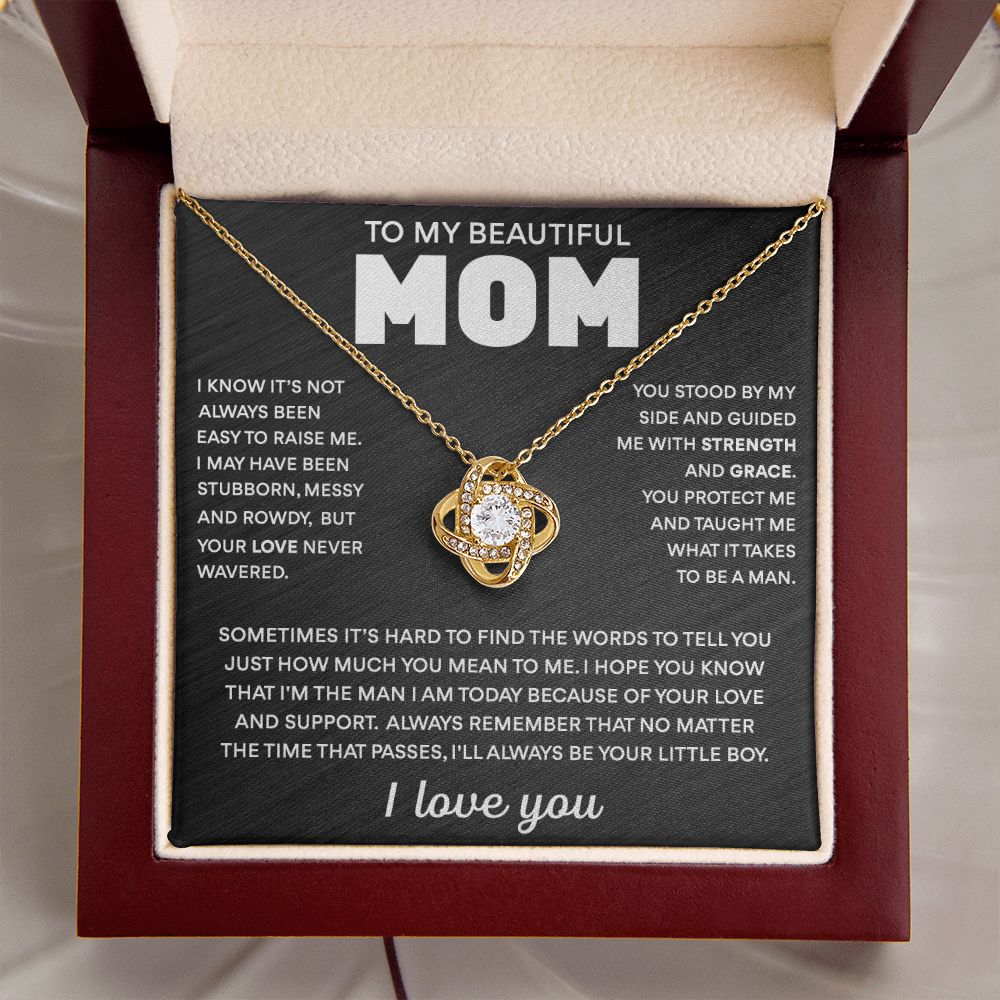 To My Mom - Always Your Little Boy - Love Knot Necklace Gift for Mom