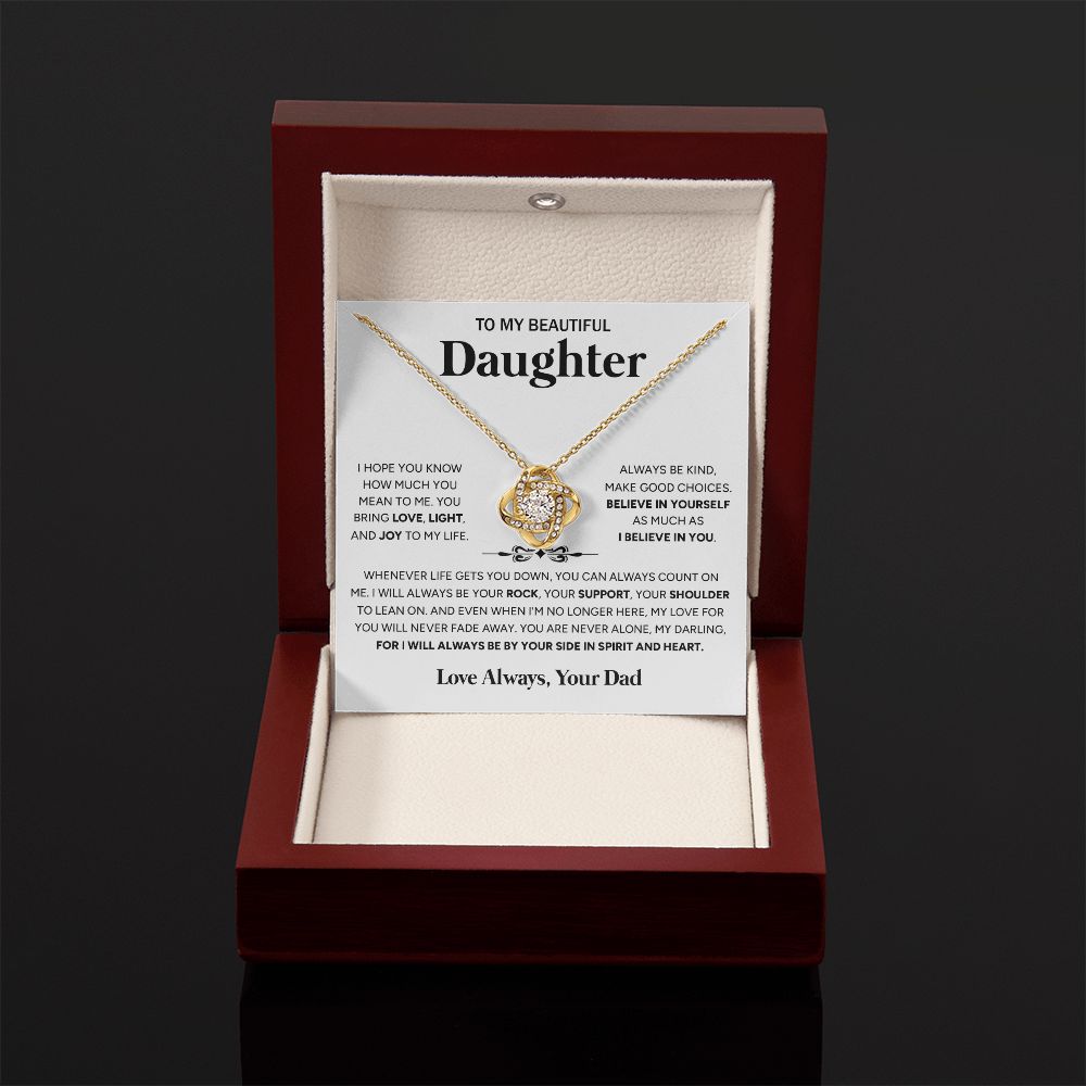 To My Beautiful Daughter - I Will Always Be By Your Side, Love Knot Necklace