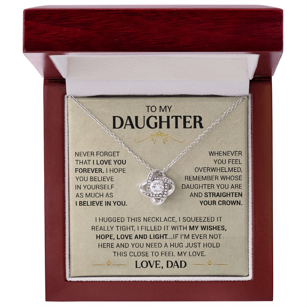 To My Daughter | Straighten Your Crown | Love Knot Necklace | Gift For Daughter From Dad