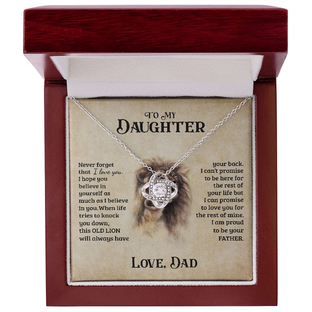 To My Daughter | This Old Lion Will Always Have Your Back | Love Knot Necklace | Gift For Daughter From Dad