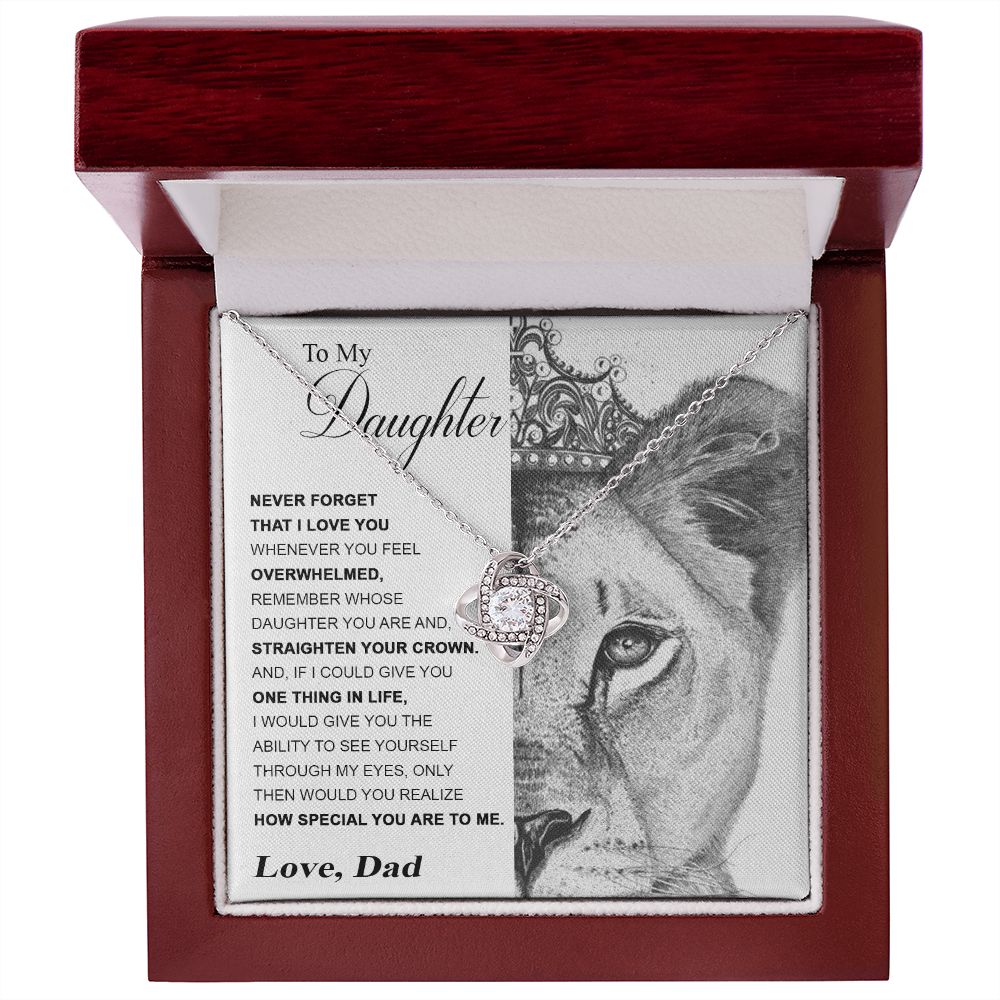 To My Daughter Gift From Dad | Never Forget That I Love You | Love Knot Necklace.