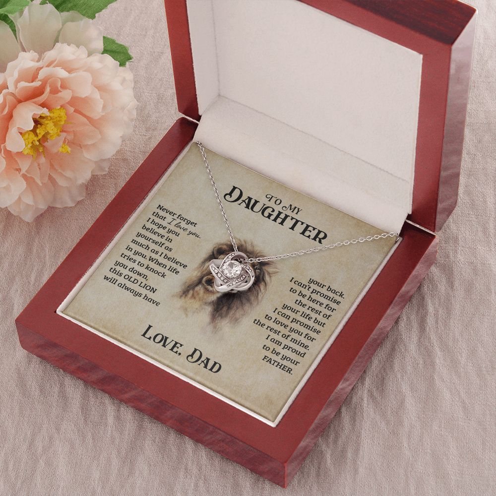 To My Daughter | This Old Lion Will Always Have Your Back | Love Knot Necklace | Gift For Daughter From Dad