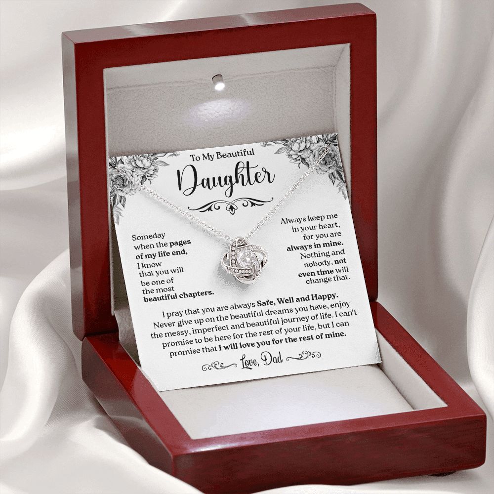 To My Daughter - I Pray That You Are Always Safe, Well and Happy, Love Knot Necklace