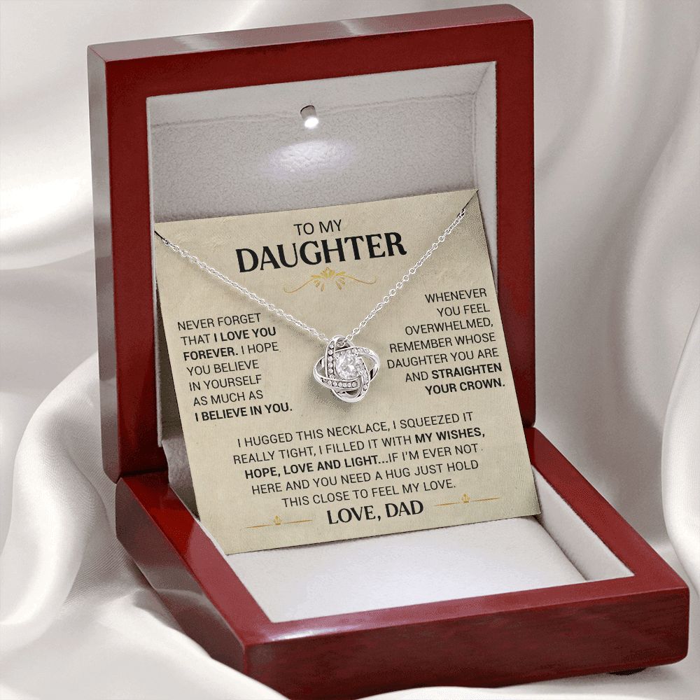 To My Daughter | Straighten Your Crown | Love Knot Necklace | Gift For Daughter From Dad