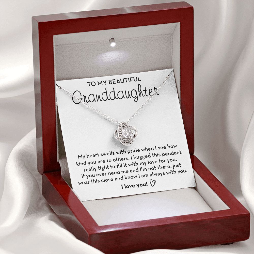 To My Beautiful Granddaughter - I Am Always With You, Love Knot Necklace