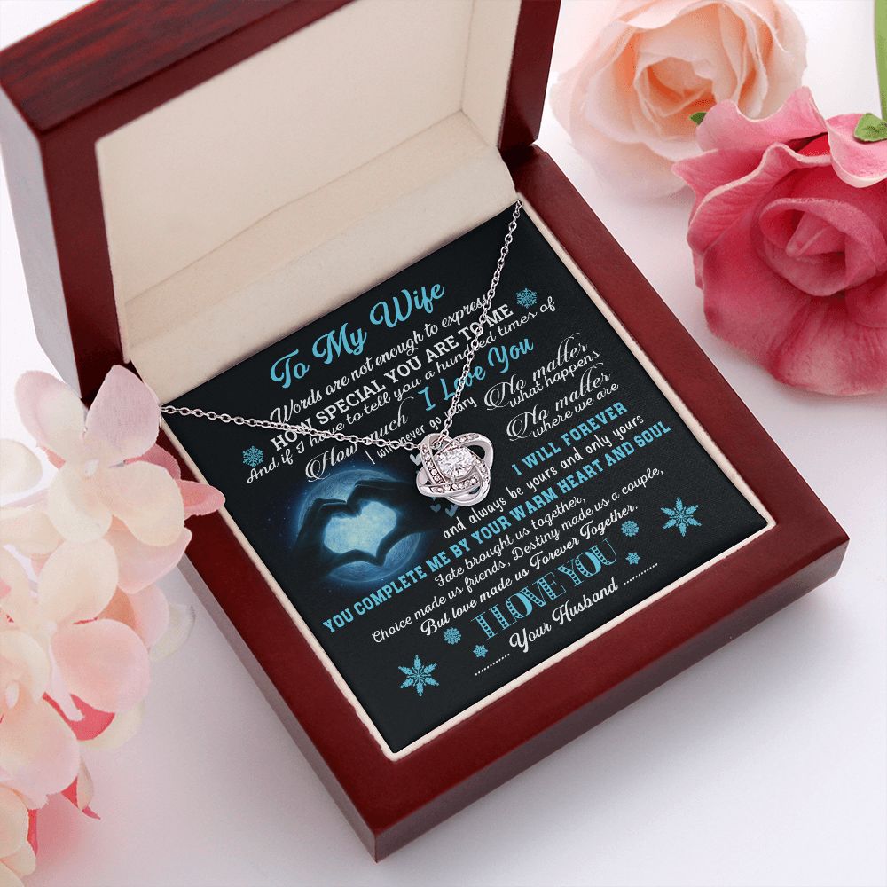 Wife Warm Heart And Soul, Love Knot Necklace, Romantic Gift For Wife