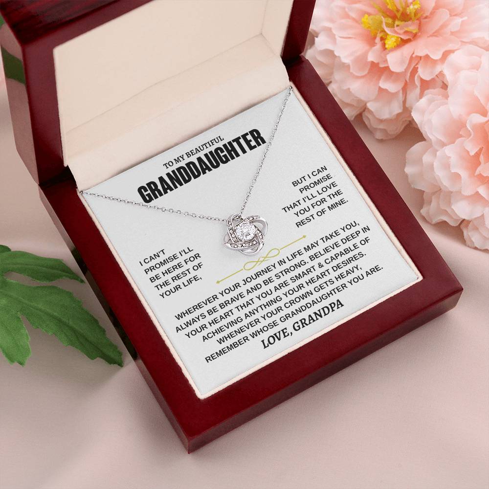 Granddaughter Be Brave And Be Strong, Love Knot Necklace, Christmas Gift Idea For Granddaughter