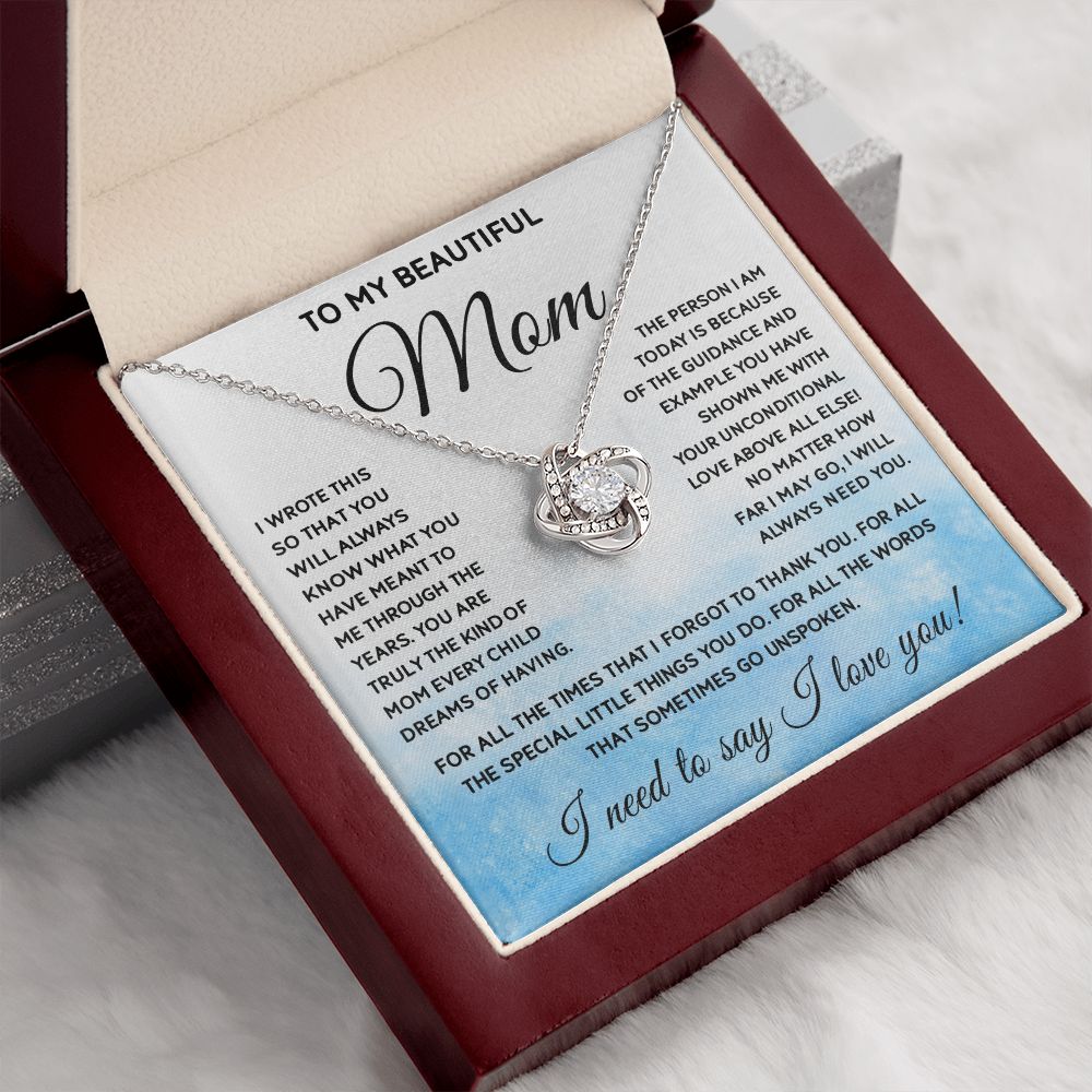 Mom I Wrote This, Love Knot Necklace, Mother's Day Gift For Mom