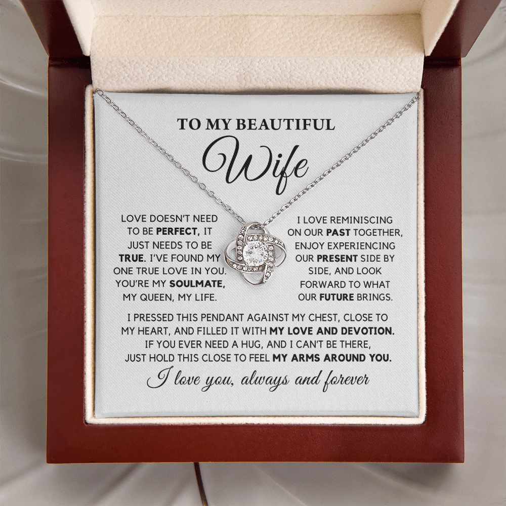 Wife My Love And Devotion, Love Knot Necklace, Romantic Gift For Your Wife, Valentine's Day Gift Idea