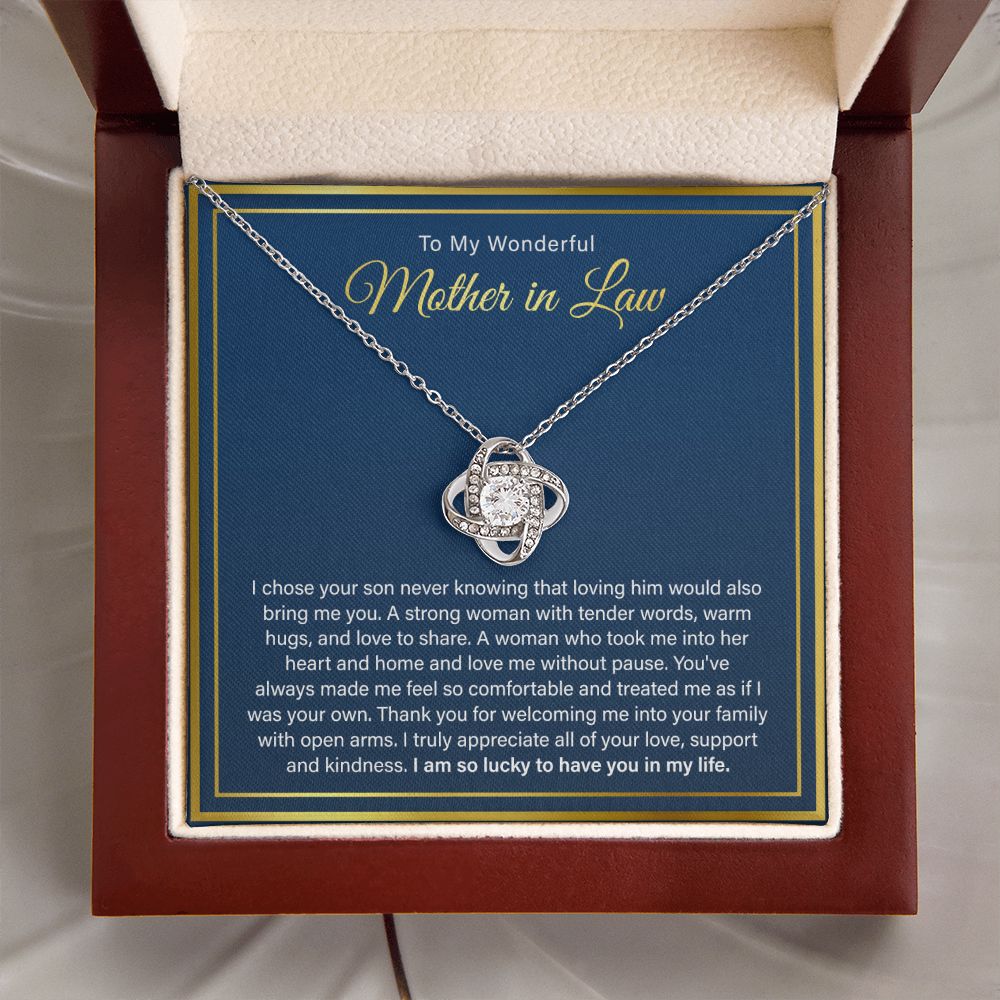 To My Wonderful Mother in Law - So Lucky To Have You In My Life, Love Knot Necklace