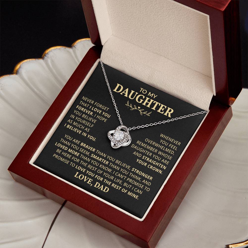 Daughter You Are Braver, Love Knot Necklace, Christmas Gift Idea For Daughter