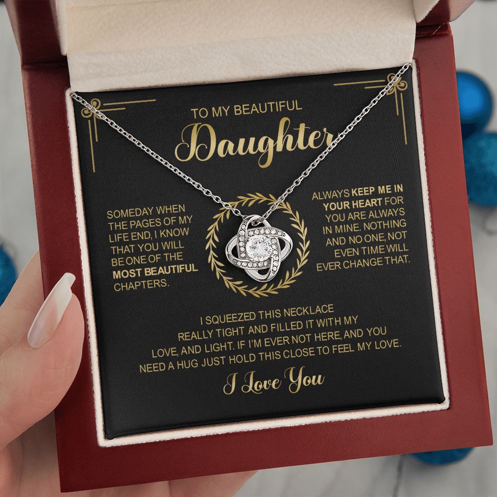 To My Beautiful Daughter | Always Keep You In My Heart | Love Knot Necklace