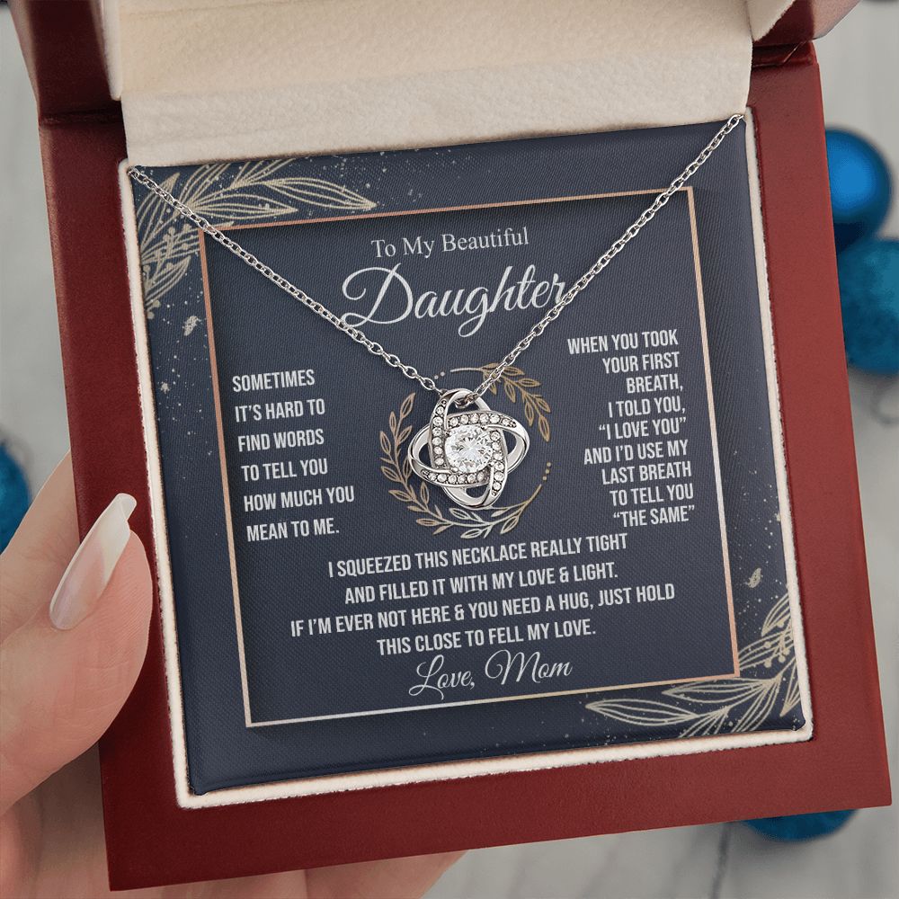 To My Beautiful Daughter | I Love You | Gift For Daughter From Mom | Love Knot Necklace