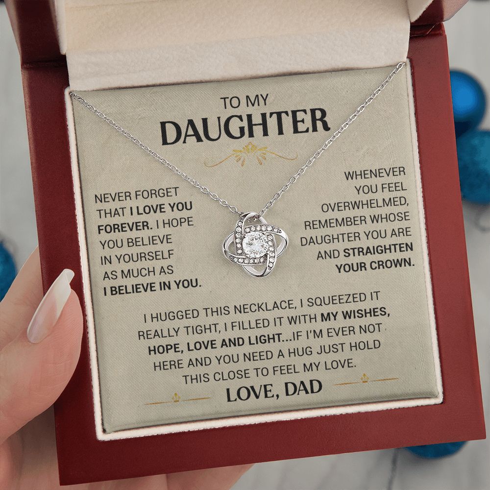 To My Daughter | Straighten Your Crown | Love Knot Necklace | Gift For Daughter From Dad