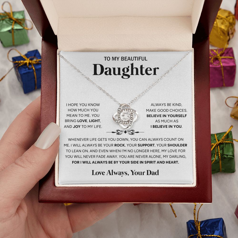 To My Beautiful Daughter - I Will Always Be By Your Side, Love Knot Necklace