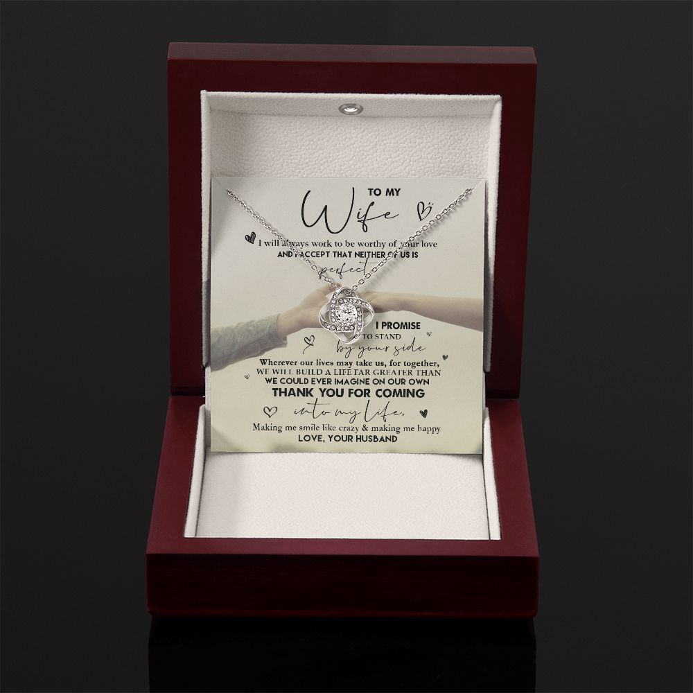 Wife Thank You For Coming, Love Knot Necklace, Romantic Gift For Wife From Husband