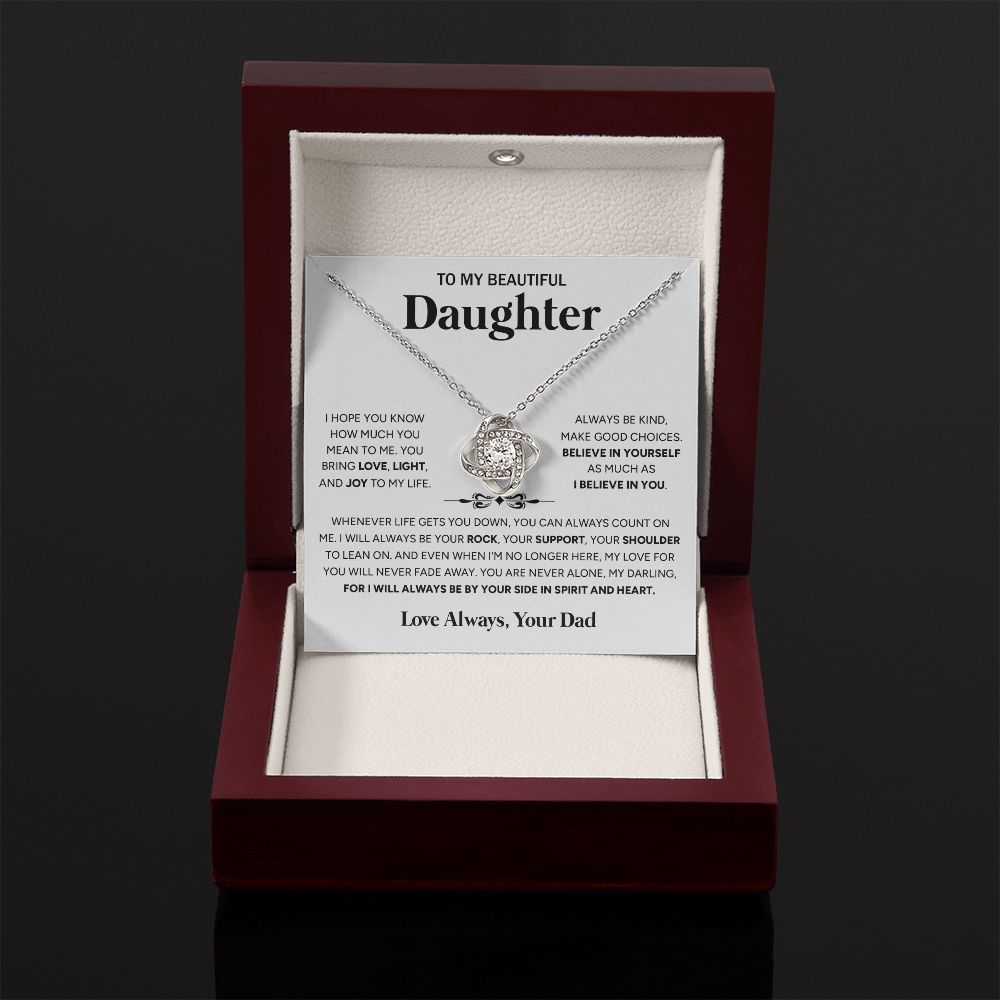 To My Beautiful Daughter - I Will Always Be By Your Side, Love Knot Necklace