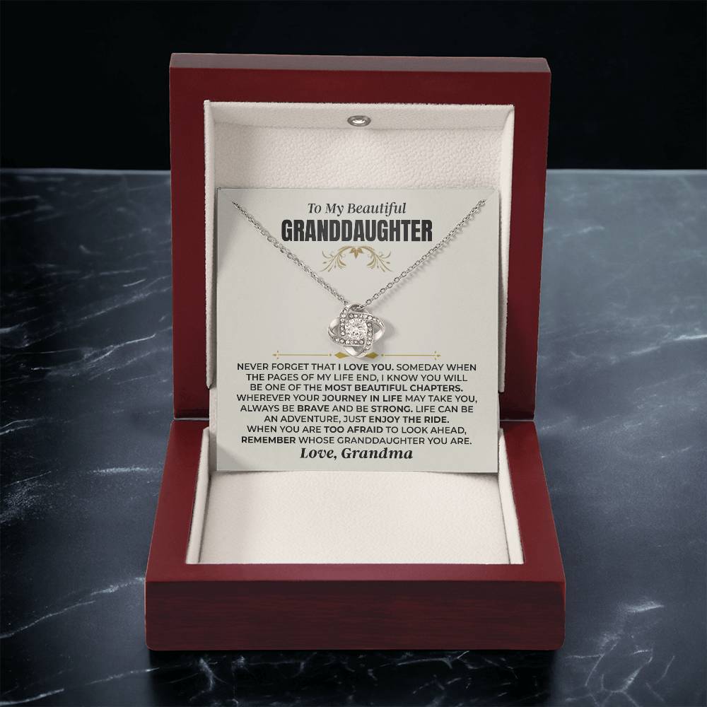 Granddaughter Enjoy The Ride, Love Knot Necklace, Perfect Gift From Grandma