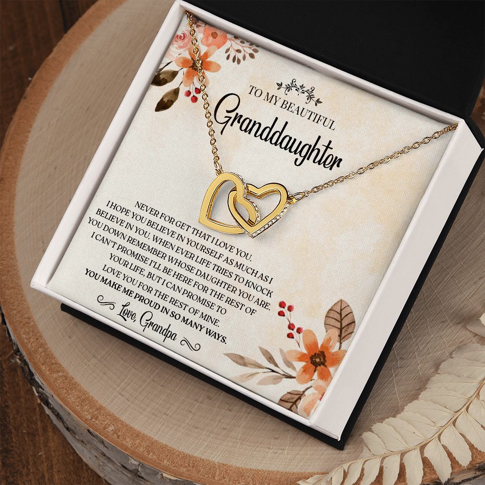 To my GrandDaughter - Love You For The Rest of Mine - Interlocking Hearts Necklace Gift