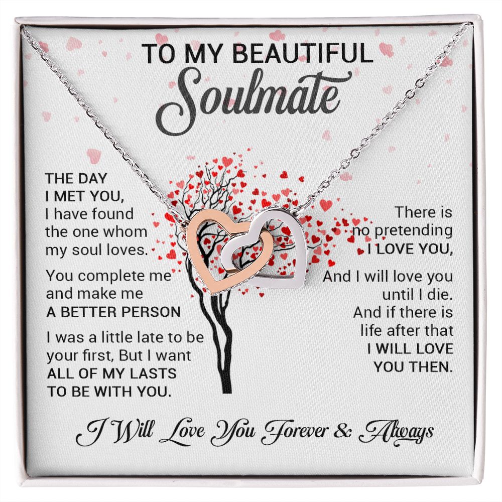 To My Beautiful Soulmate | The Day I Met You | Romantic Gift For Your Soulmate | Interlocking Hearts necklace
