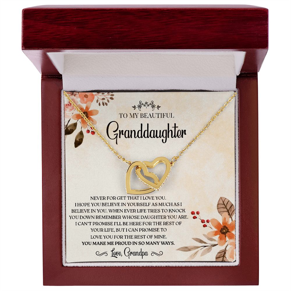 To my GrandDaughter - Love You For The Rest of Mine - Interlocking Hearts Necklace Gift