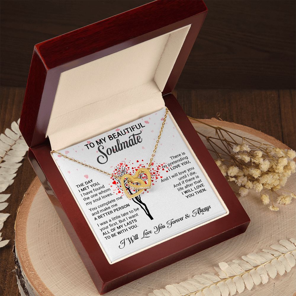 To My Beautiful Soulmate | The Day I Met You | Romantic Gift For Your Soulmate | Interlocking Hearts necklace