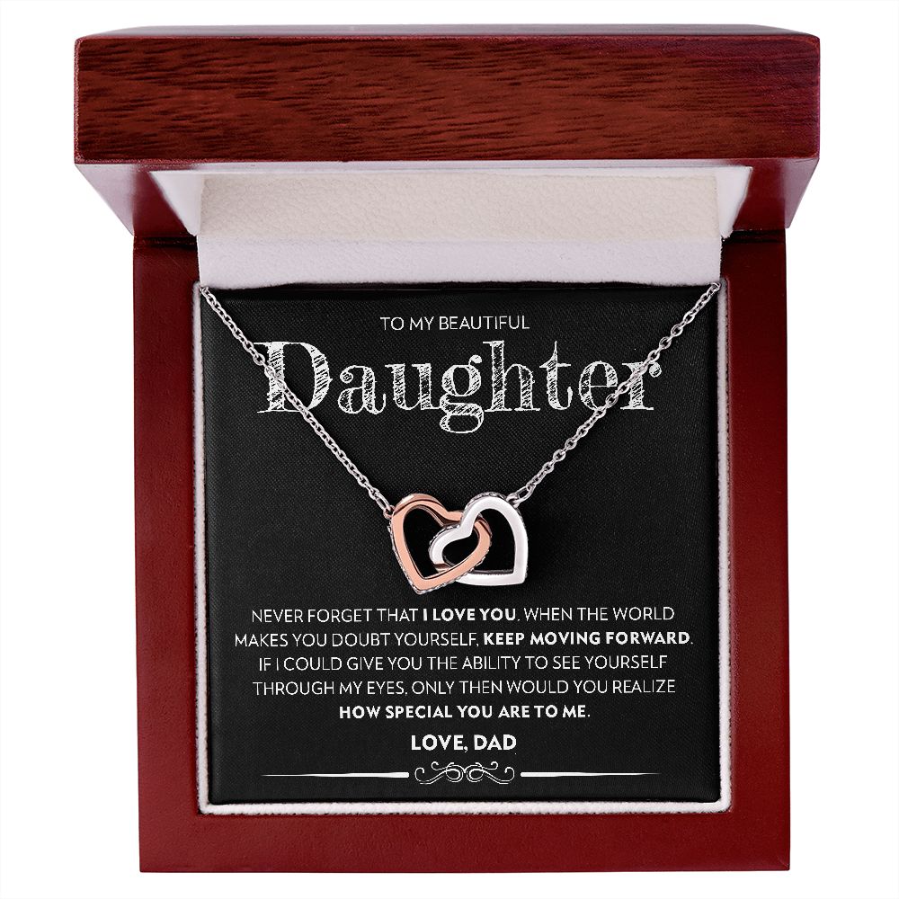 To My Beautiful Daughter (From Dad) | Never Forget That I Love You | Interlocking Hearts Necklace