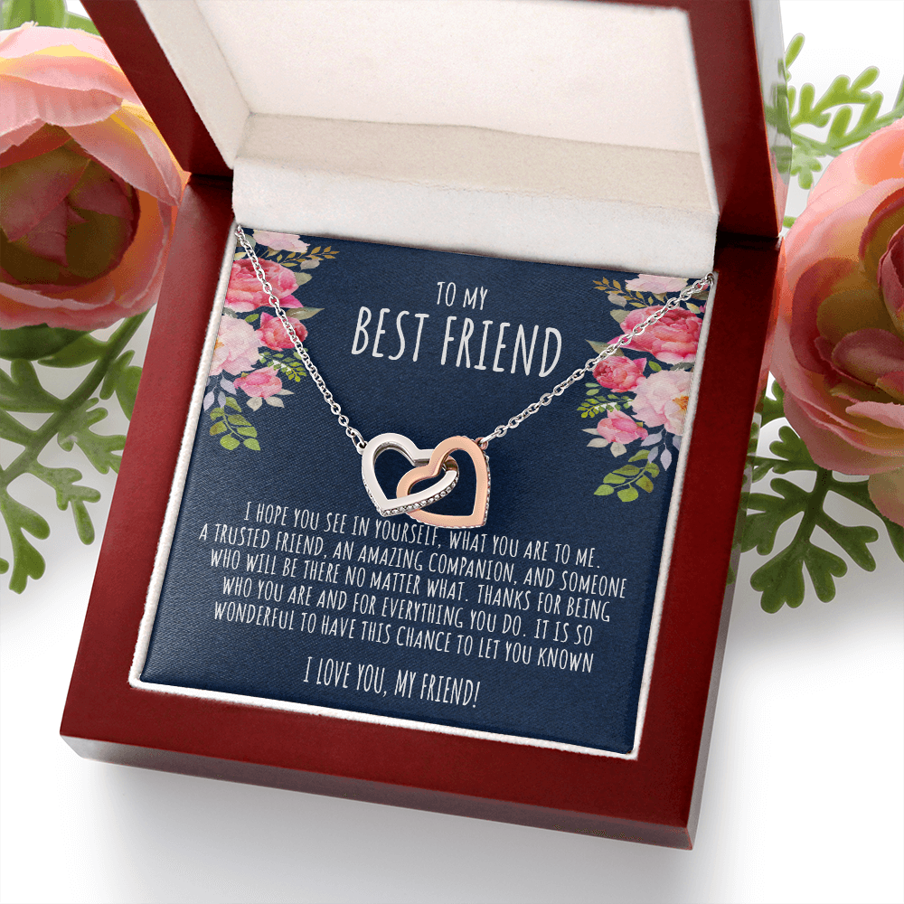 To My Best Friend | Amazing Companion | Interlocking Hearts necklace