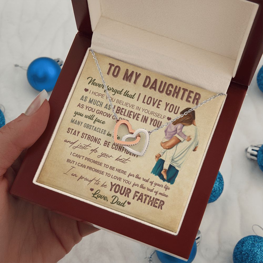 To My Daughter | Never Forget That I Love You | Interlocking Hearts Necklace | Anniversary Gift