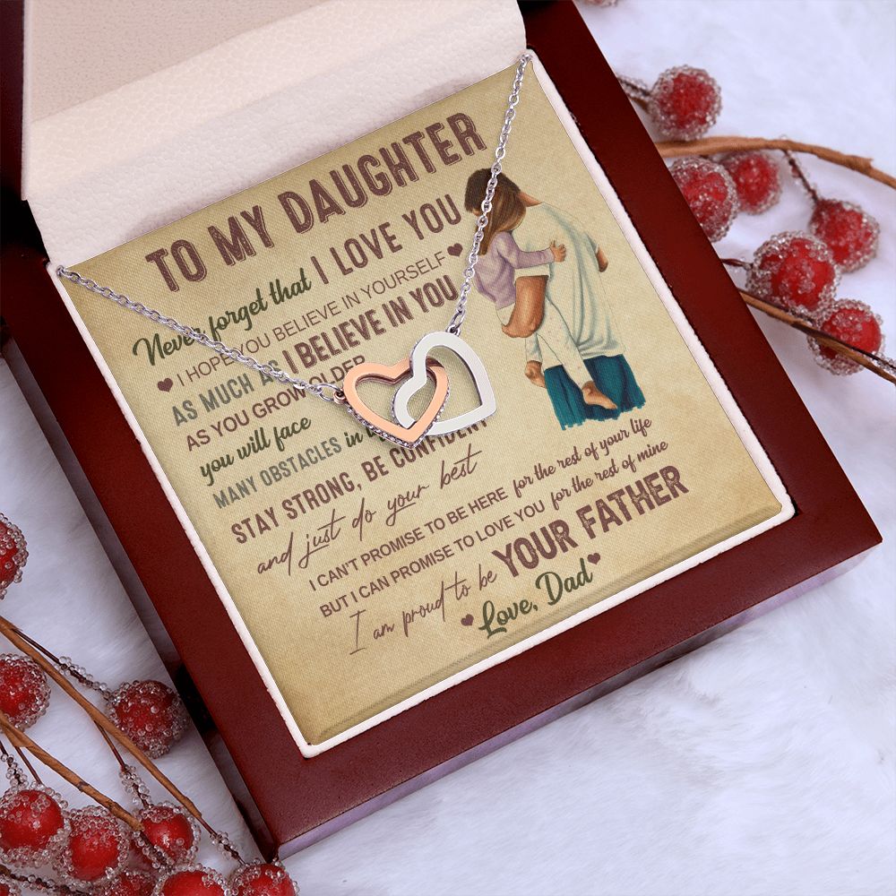 To My Daughter | Never Forget That I Love You | Interlocking Hearts Necklace | Anniversary Gift